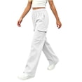 thumbnail image 6 of Xdegoge Tween Girls Wide Leg Cargo Sweatpants High Waisted Baggy Lounge Pants with Pockets Elastic Waist Y2K Casual Streetwear Workout Trousers, 6 of 7