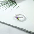 thumbnail image 4 of Gem Stone King 925 Sterling Silver Purple Amethyst and Green Peridot Bypass Ring for Women (0.79 Cttw, Gemstone February Birthstone, Round 4MM, Available in Size 5, 6, 7, 8, 9), 4 of 5