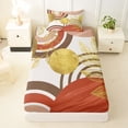 thumbnail image 3 of Castle Fairy Boho Tropical Leaf Twin Sheet Sets 3pcs for Teens, Geometric Print Bedding for Bedroom, Clay Brown Gold, 3 of 6