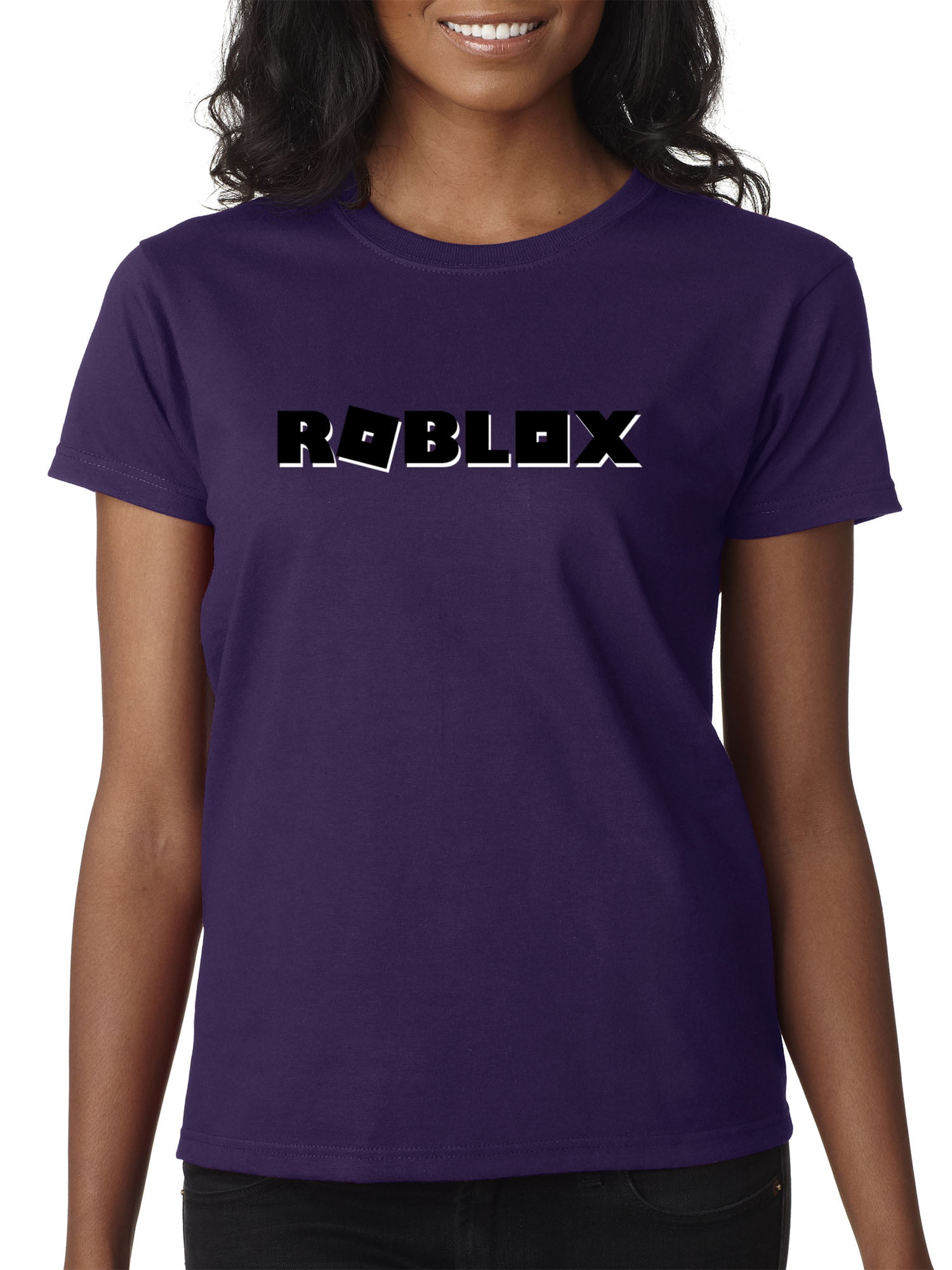 New Way New Way 1168 Women S T Shirt Roblox Block Logo Game Accent Medium Purple Walmart Com Walmart Com