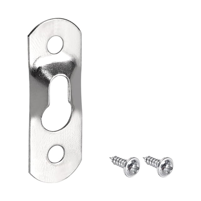 Placa de colgar en llave, gancho de un solo agujero de 37mm x 13mm para marcos de fotos con tornillos, 50 piezas (Plata)