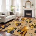 thumbnail image 2 of Area Rug for Living Room, Construction Truck Non-Slip Indoor Large Carpet for Bedroom/Dining Room, Cartoon Grips and Bulldozers Turmeric Washable Low-Profile Rectangle Floor Runner Rugs - 5 x 8 Ft, 2 of 8