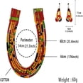 thumbnail image 2 of African Necklace Earrings Set Ankara Fabric Print Multilayer Woven Rope Choker Layered Strand Collar WYS06, 2 of 4
