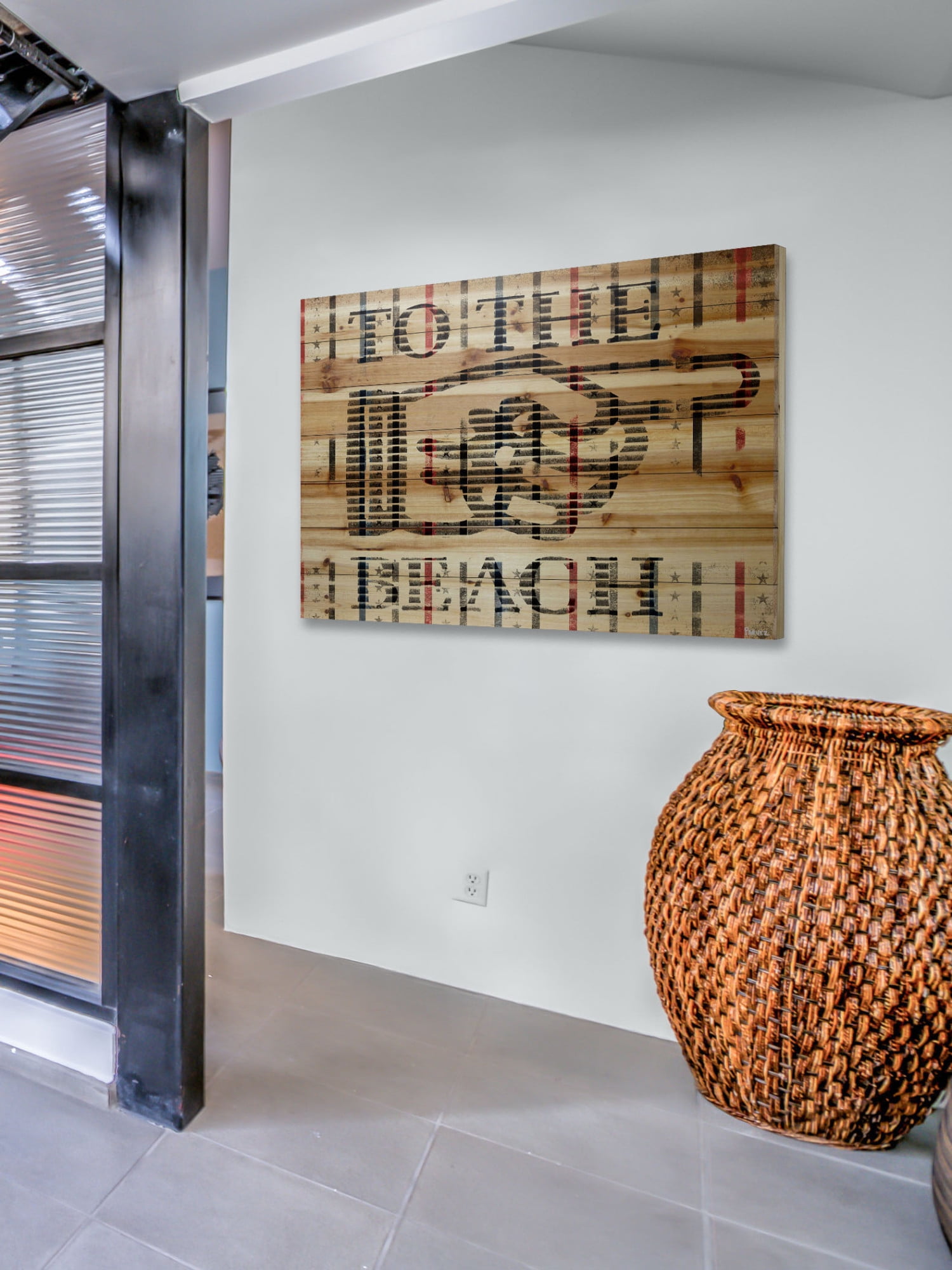 Parvez Michel Inc Parvez Taj - "That Way To The Beach" Print on NAtural Pine Wood