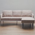 thumbnail image 6 of 3 Seater L-Shaped Sofa with Ottoman, Space-Saving Polyester Fabric Couch for Small Living Rooms, Bedrooms & Apartments - Beige, 6 of 8