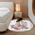 thumbnail image 2 of Round Rug 3.3Ft Washable Non-Slip, Easter Bunny Roses Circle Area Rugs for Living Room Bedroom, Pink Floral Spring Botanical Indoor Floor Mats Carpet Runner for Home Decor Aesthetic, 2 of 8