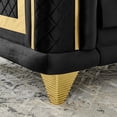 thumbnail image 6 of 89" Black Velvet 3-Seater Sofa Couch with Gold Stainless Steel Trim, Tufted Victorian Mid Century Modern Living Room Seating, 6 of 9