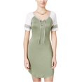 thumbnail image 1 of Ultra Flirt Womens Raglan Contrast Shirt Dress, Verde, X-Small Ultra Flirt Camisa de vestir, 1 of 2