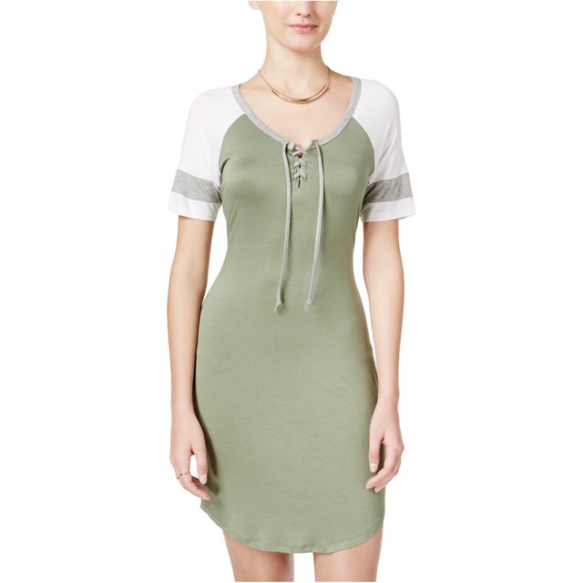 Ultra Flirt Womens Raglan Contrast Shirt Dress, Verde, X-Small Ultra Flirt Camisa de vestir