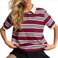 thumbnail image 2 of Blusas Informales de Corta para Mujer, Estilo Ejecutivo, con Cuello en V, para Verano, 2025, con Cuello Básico Ajustado Rojo Vino L, 2 of 6