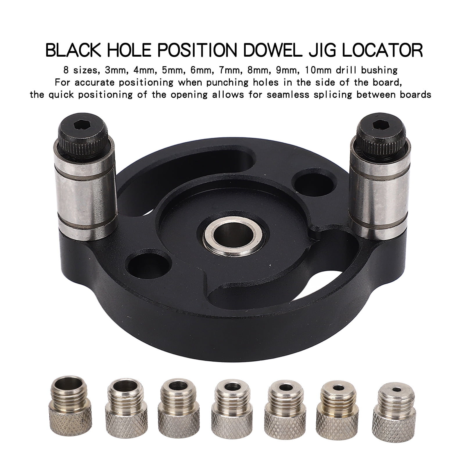 Self Centering Dowel Jig Single Hole Position Woodworking Doweling Jig Hole Punch Drill Locator Black