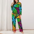 thumbnail image 2 of Balery Multicolored Beautiful Flower Conjunto de Pijama con Estampado para Mujer, Conjunto de Dos Piezas con Manga Larga, Ropa de Dormir Suave con Bolsillos, Pijamas Cómodos-Large, 2 of 7
