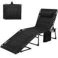 thumbnail image 2 of TLSUNNY Outdoor Padded Folding Lounge Chair, Adjustable Back and Leg, Portable Reclining Chair with Pillow & Side Pocket for Beach, Pool, Sunbathing, 2 of 11