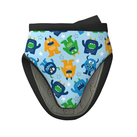 

Tebeau Cartoon Monster Print Short Oven Mitts Heat Resistant Silicone Kitchen Mini Oven Mitts Non-Slip Grip Surfaces and Hanging Loop Gloves