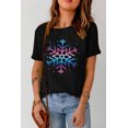 thumbnail image 2 of POGLIP Women's Black Gradient Snowflake Graphic Print Short Sleeve T Shirt, 2 of 6