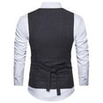 thumbnail image 5 of Aueoeo Suit Vests For Mens Cotton Comfy Soft Waistcoat Retro Sleeveless V Neck Herringbone for Prom Party, 5 of 6