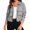 Gray, variant on Button Down Jacket for Women Collared Long Sleeve Solid Slim Crop Trendy Casual Travel Beach Cardigan Coat Blouse Tops M
