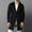 02 Black, variant on YueHuiYing Men's Fashion Solid Color Lapel Long Sleeved Side Pocket Mid Length Cardigan Jacket