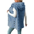 thumbnail image 4 of Mohiass Sherpa Vests Womens Long Fleece Lined Hooded Jackets Button Down Sleevelesss Sweater Vests Fall Winter Outerwear Blue L, 4 of 6