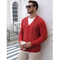 thumbnail image 3 of COOFADNY Mens Cardigan Sweater Vintage Striped V-Neck Long Sleeve Button Down Knitted Sweaters, 3 of 8