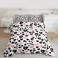 thumbnail image 2 of Manfei Fashion Cartoon Child Full Size Comforter Sets, Black Pink Love Heart Bedding Comforter Set, Chic Leopard Cheetah Print Reversible Bedding Sets, Breathable Home Decor, 3 Pieces, 2 of 8