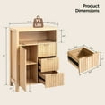 thumbnail image 4 of Ktaxon Fluted MDF Bathroom Floor Cabinet with Grille Single Door and Three Drawers, Oak, 4 of 9