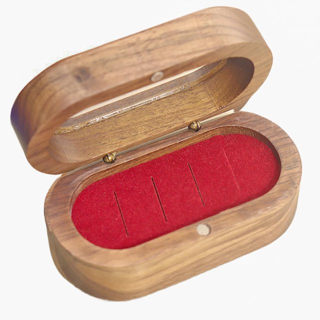 Delicate Black Walnut Jewelry Rings Box with 4 Slots Portable Jewelry Container