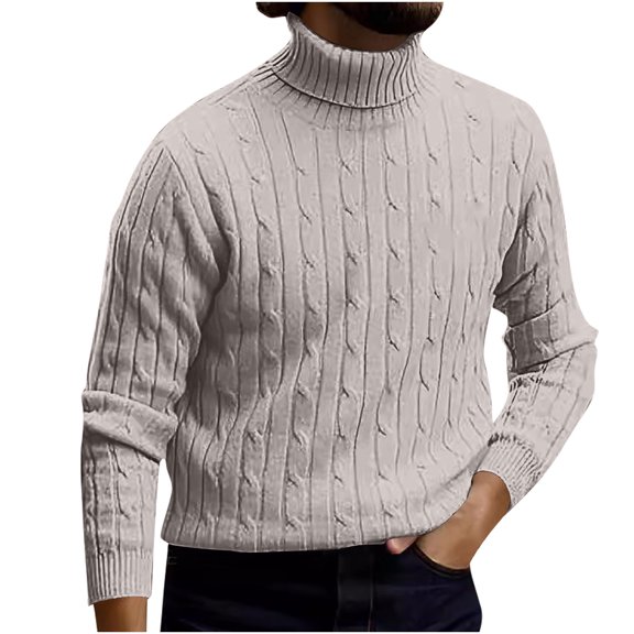 Leesechin Mens Stand Collar Pullover Sweater Cable Knitted Chunky Winter Fashion Buttons Twisted Thermal Sweaters