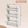 thumbnail image 3 of Costway 4-Tier Rolling Storage Cart 8" Slim Kitchen Cart on Wheels with Open Shelves White, 3 of 10