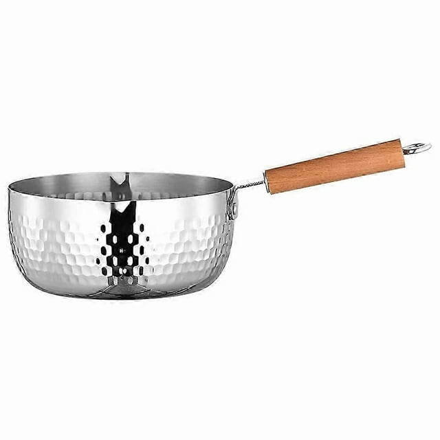Stainless Steel Stew Pot with Pouring Spout & Solid Wood Handle, Multi-Purpose Cooking Pot-si xi