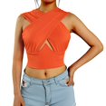 thumbnail image 1 of Camisetas sin mangas entrecruzadas para mujer, Tops sexis sin mangas con recortes de Color sólido en la parte delantera, ropa de calle para fiestas y discotecas, Tops con corpiño para mujer de verano Tan Jianjun unisex, 1 of 2