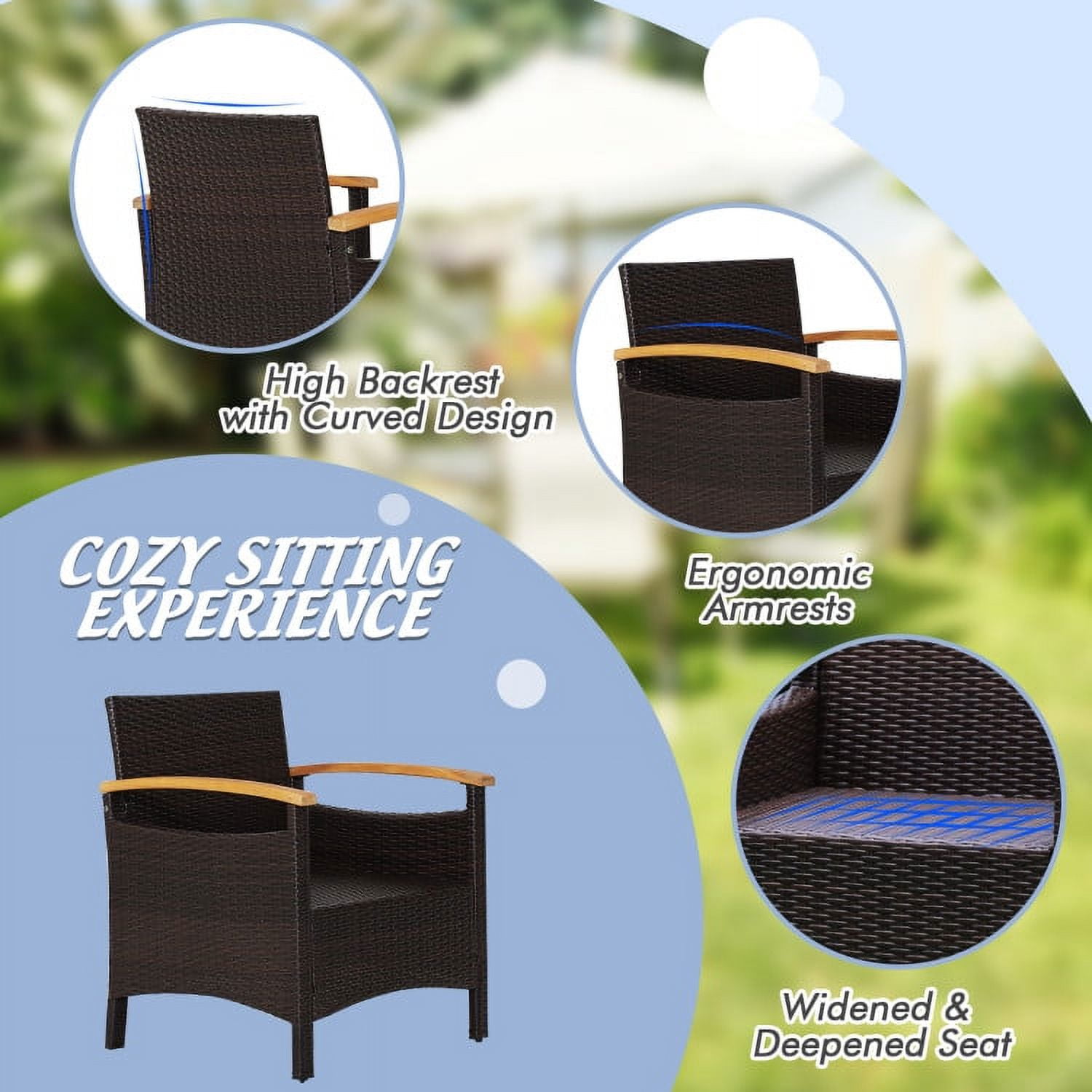 Aimee Lii 3 Pieces Patio Wicker Conversation Set, Outdoor Sectional Set with with Removable Cushion, Navy Aimee Lii 3 Pieces Patio Wicker Conversation Set, Outdoor Sectional Set with with Removable Cushion, Navy