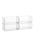 thumbnail image 6 of Set of 4 Clear Pantry Organizer Bins Stackable Household Plastic Food Storage Basket with Wide Open Front for Kitchen, Countertops, Cabinets, Refrigerator, Freezer, Bedrooms, Bathrooms - 12" Wide, 6 of 10