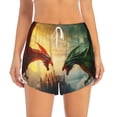 thumbnail image 2 of Daiia Castle Red Green Sky Dragon Pattern Women's 2 in 1 Running Shorts - Lightweight Athletic Workout Gym Yoga Shorts Liner with Phone Pockets-X-Large, 2 of 7
