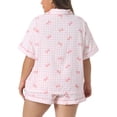 thumbnail image 3 of Agnes Orinda Women's Plus Size Pajama Sets Short Sleeve Button Shirt and Boxer Shorts Bow Plaid Patterns Lounge Comfy Sleepwear Sets with Pocket 1X Pink, 3 of 6