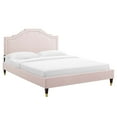 thumbnail image 2 of Modway Adelaide Performance Velvet King Platform Bed in Pink, 2 of 10