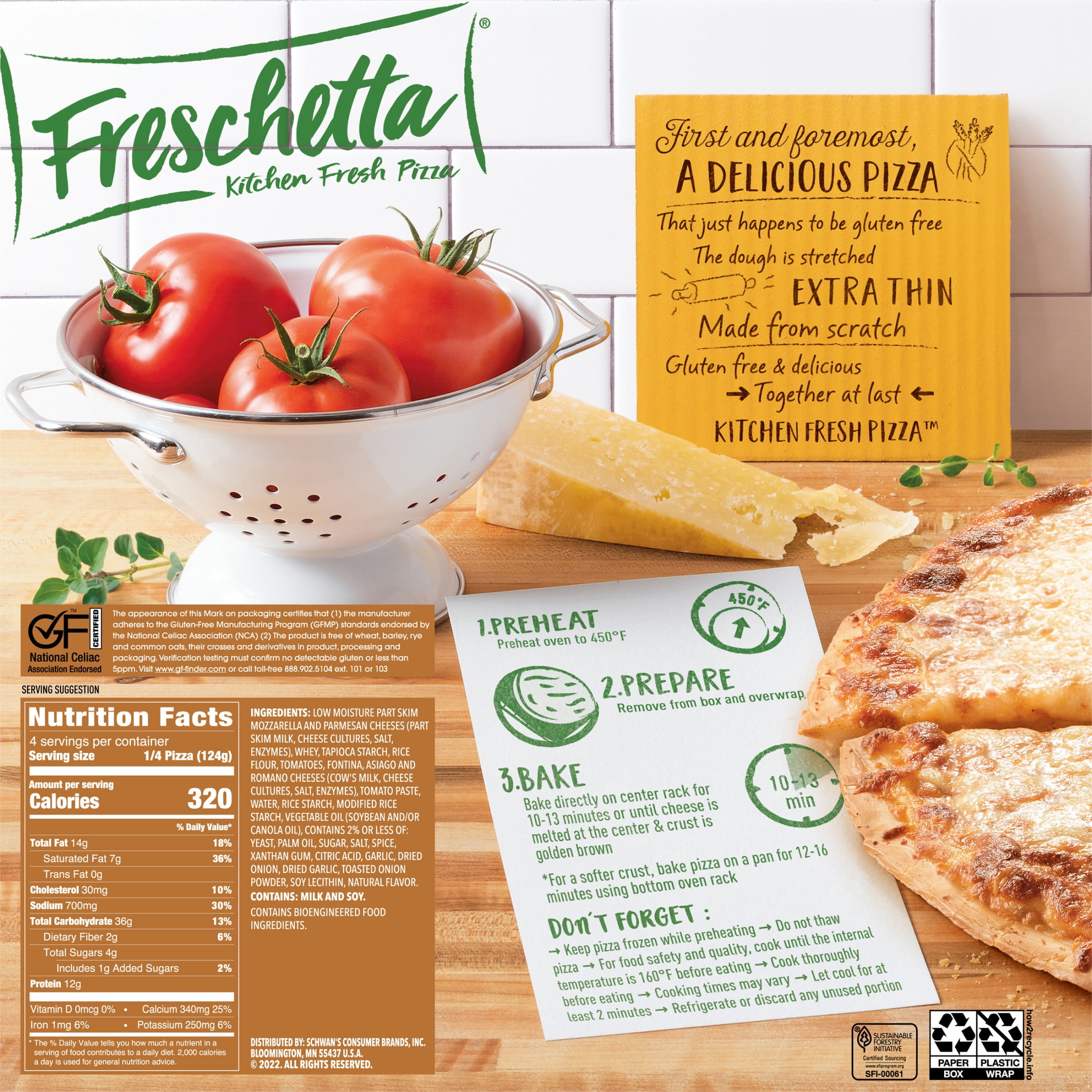 Freschetta Four Cheese Medley Gluten Free Thin Crust Frozen Pizza, 17.5 oz