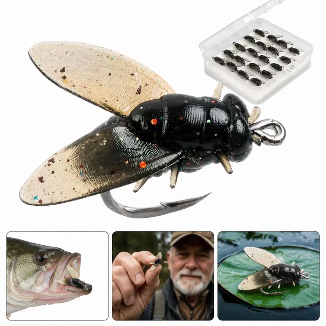 20 Pack Bionic Fishing Bait Kit with Sharp Hooks Dry Lures Suitable for Trout Bass Bluegill Panfish Freshwater Fishing Accessories