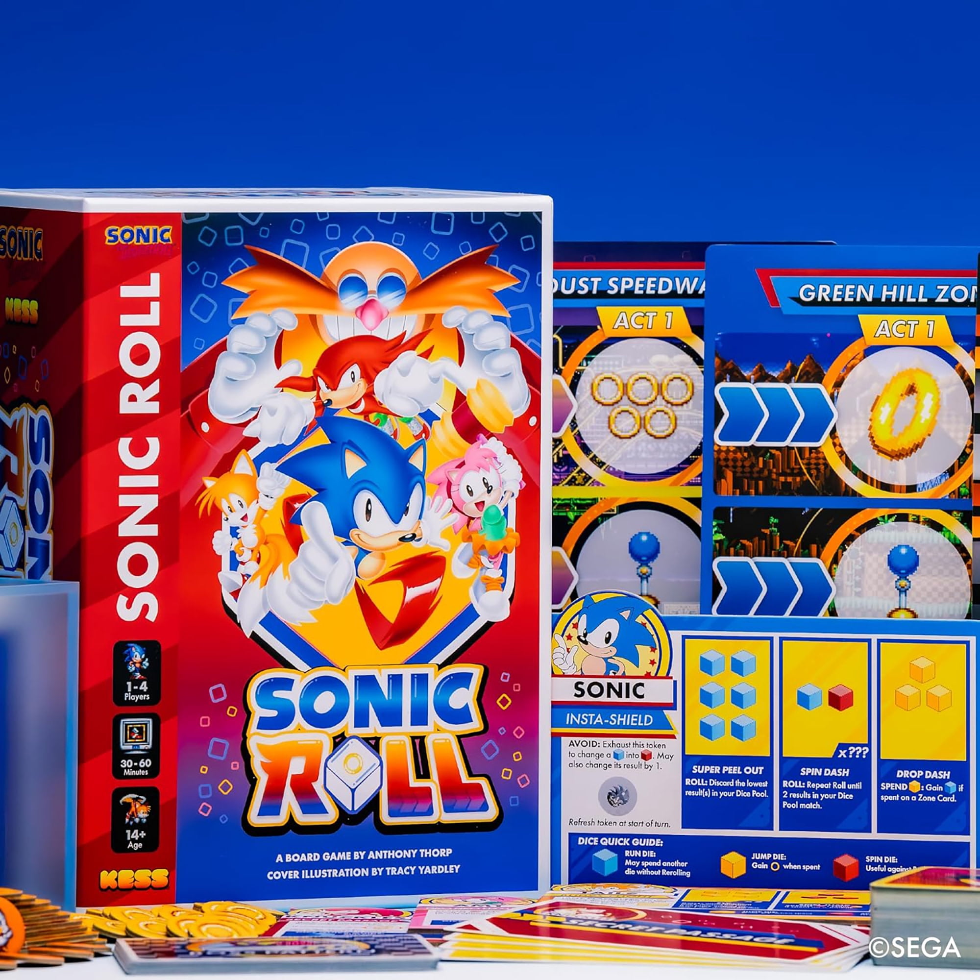 KESS: Sonic Roll - Board Game, Roll Through 4 Classic Zones, Thrilling Tabletop Adventure, Fight Bosses & Save The World, Co-Op, Ages 14+, 1-4 Player