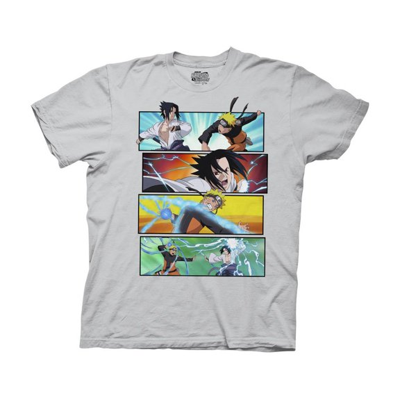 Ripple Junction Naruto Shippuden Adult Unisex Sasuke Storyboard Heavy Weight 100% Cotton Crew T-Shirt LG Silver