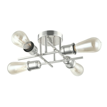- Dainolite 4 Light Semi-Flush Mount, Burnished Chrome Finish