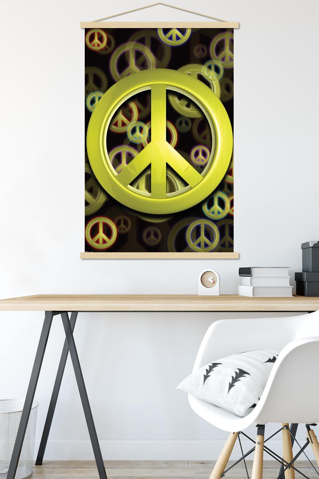 Peace Wall Poster with Wooden Magnetic Frame, 22.375" x 34"