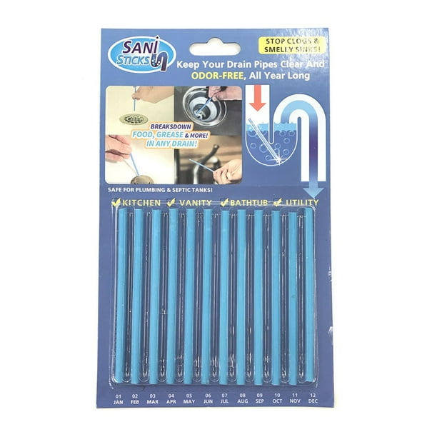 Sani Sticks Keeps Drains Pipes Clear Odor Cleaning Tool Tub Hair Clean
