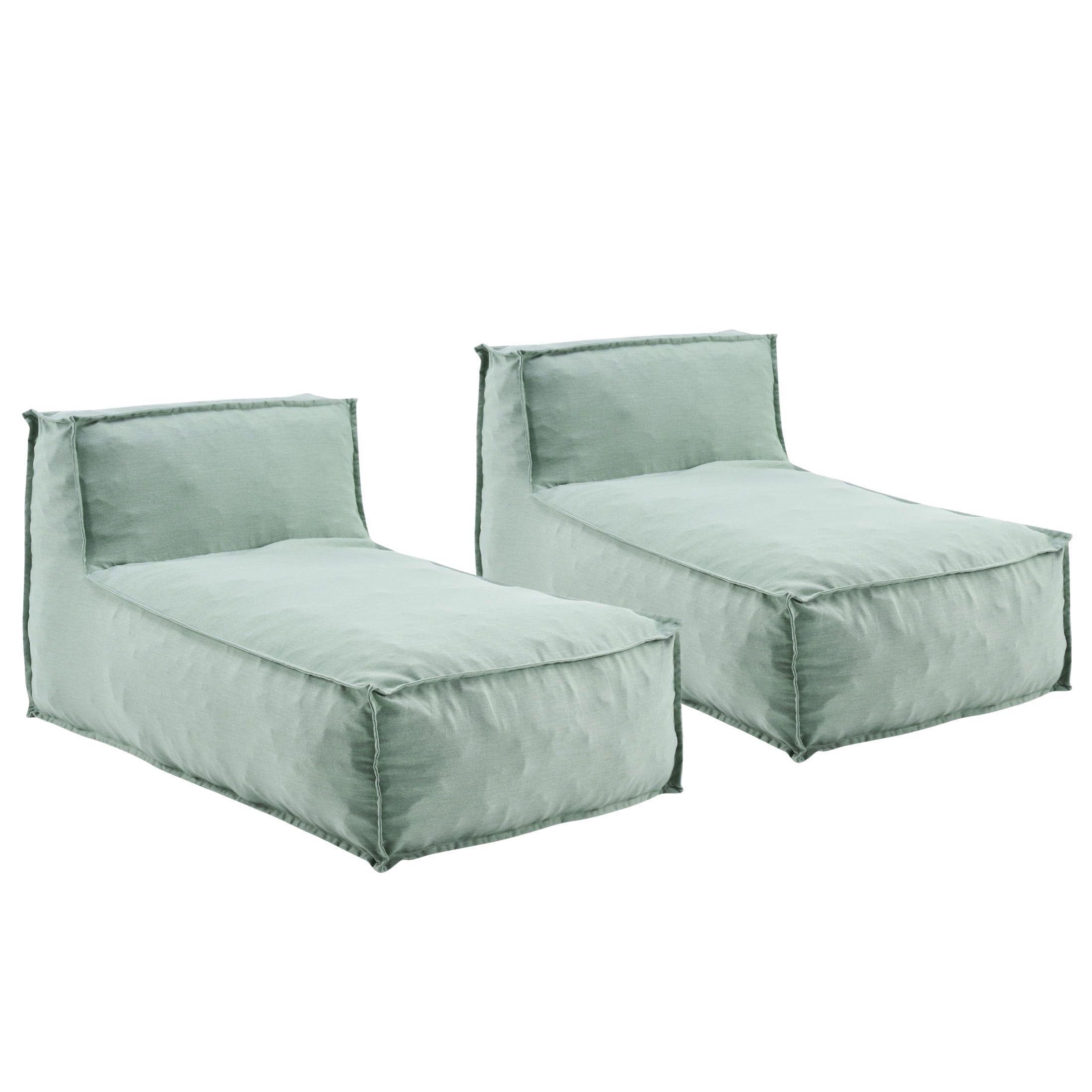 Christopher Knight Home 61" Outdoor Bean Bag Lounge Chair, Plush Foam Filled, Patio Garden Seating, Mint, Set of 2