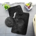 thumbnail image 1 of Xiao Hua Juego de 3 alfombrillas de baño, alfombrillas contorneadas y fundas de baño con respaldo de goma, color negro, 1 of 5