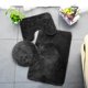 thumbnail image 1 of Xiao Hua Juego de 3 alfombrillas de baño, alfombrillas contorneadas y fundas de baño con respaldo de goma, color negro, 1 of 5