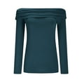 thumbnail image 4 of Perfectbot Womens Off Shoulder Tops Long Sleeves Sexy Slim Fit Shirts Casual Soft Gathered Blouse, 4 of 8