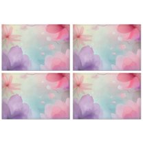 Soft Floral Watercolor Pattern Summer Placemats Table Placemats Set Of 4-Linen Kitchen Washable Placemats Table Mats 11.8"x17.7" Non-Slip Heat Resistant