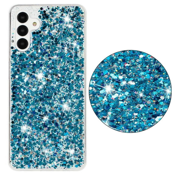 For Samsung Galaxy A25 5G Case,Cute Glitter Bling Twinkle Stardust with Drop Protection Shockproof Soft TPU Slim Flexible Phone Case Girls/Women Protective case for Samsung A25 5G,Blue