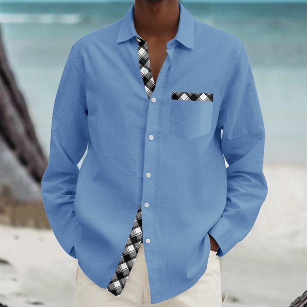 Camisa de solapa con estampado geométrico para hombre, camisa de manga larga con botones, informal, de negocios, de moda, para fiestas, de alta calidad, 6XL